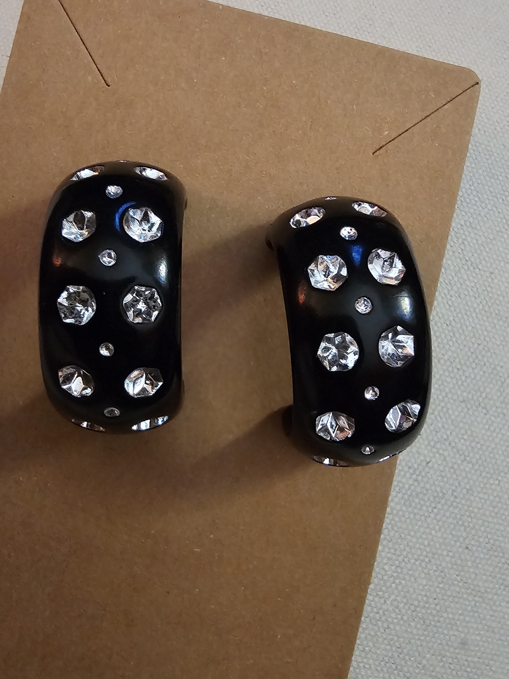 Black Rhinestone Hoop Earrings